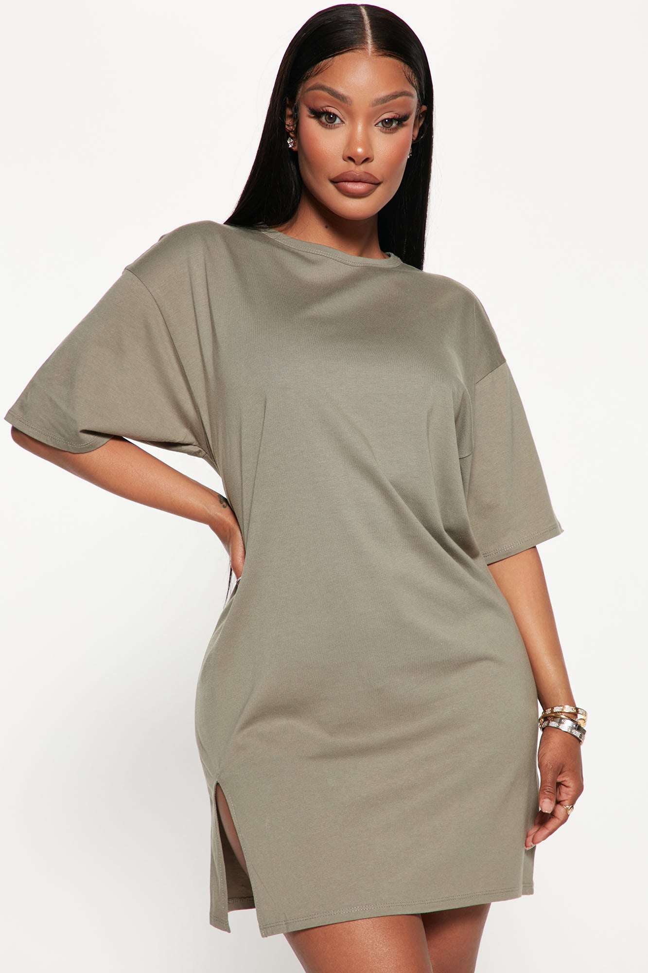 Prettylittlething Women's Plus Green Oversized Midi T Shirt Dress - Size 20