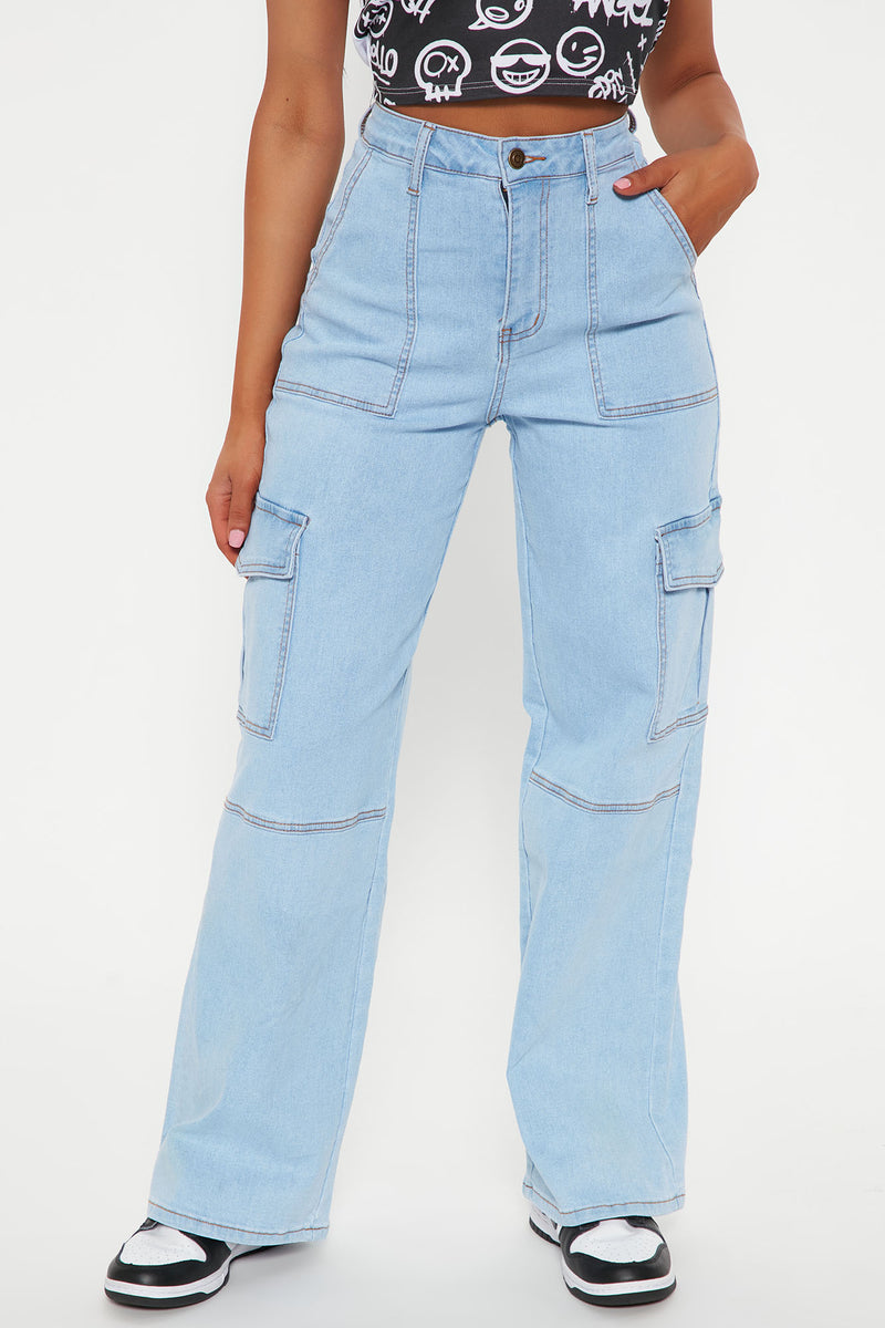 Kenny Cargo Jeans - Light Blue Wash | Fashion Nova, Jeans | Fashion Nova