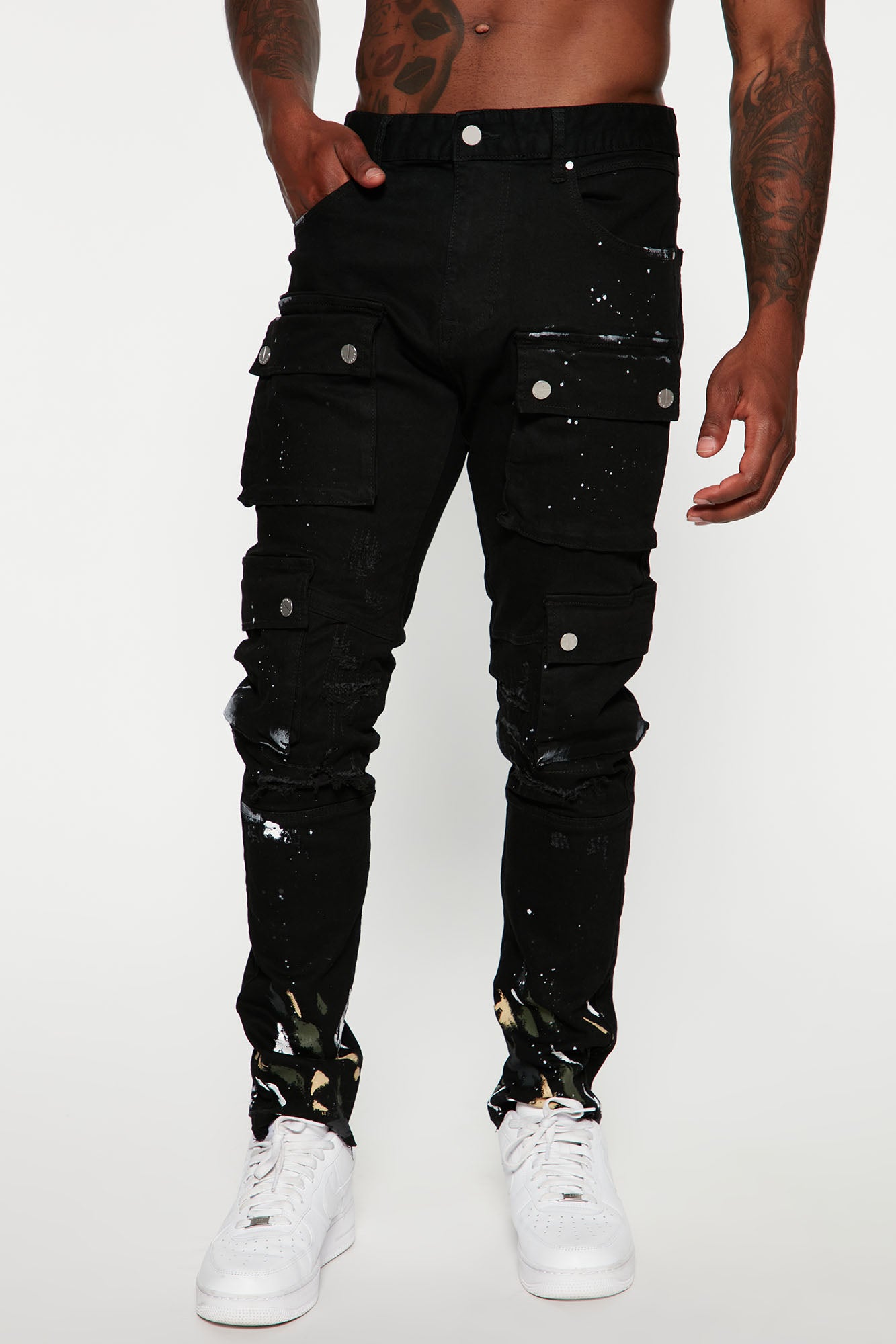 Paint It Cargo Slim Pants - Black