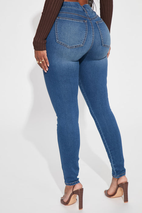Fashion Nova Jeans Women Plus Size 1X Blue Skinny Denim Stretch 36x30 P633  2