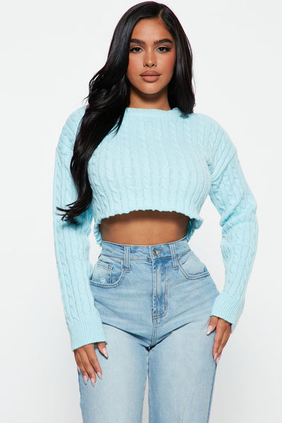 Caught Up Cropped Cable Knit Sweater - Pink, Fashion Nova, Sweaters