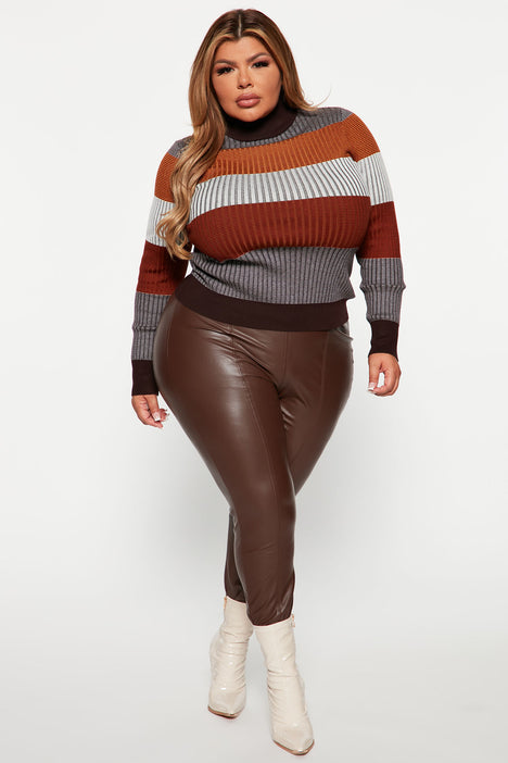 Niki Biki Knit Braid Sweater Leggings Dark Brown