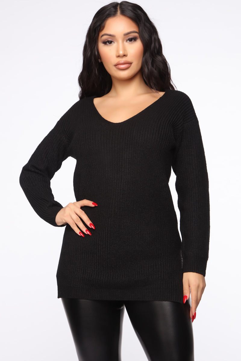 Georgina Caged Back Sweater - Black | Fashion Nova, Sweaters | Fashion Nova