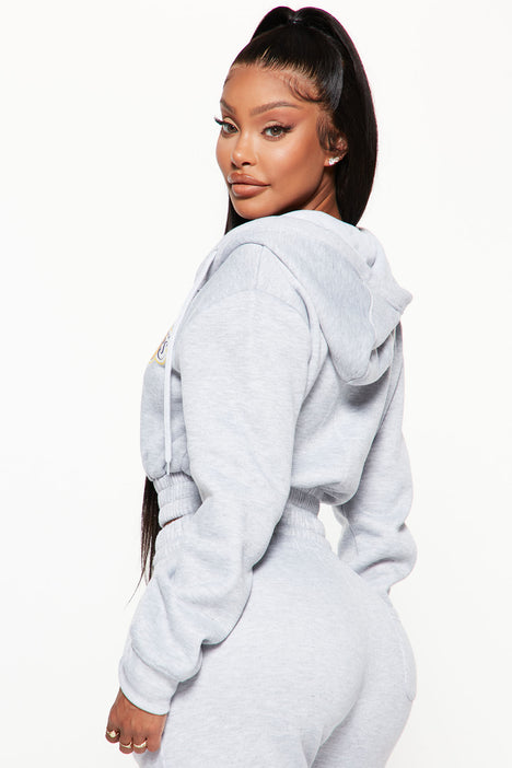 Lakers Cropped Zip Hoodie - Heather Grey, Fashion Nova, Screens Tops and  Bottoms