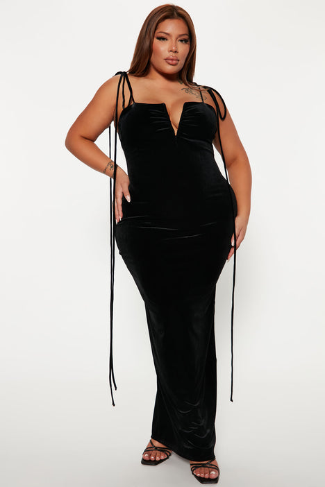 Night Out Velvet Maxi Dress - Black, Fashion Nova, Dresses