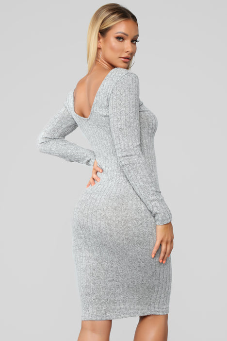 For The Thrill Of It Midi Dress - Heather Grey
