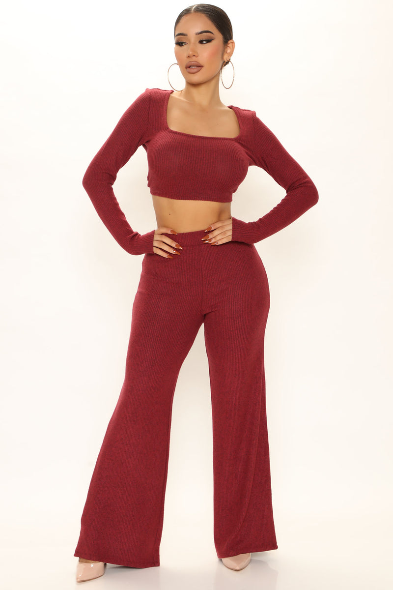 Forever With You Sweater Pant Set - Wine | Fashion Nova, Matching Sets ...