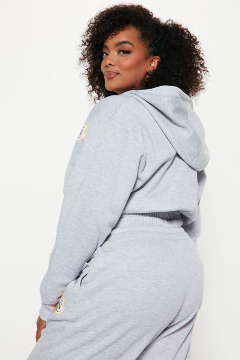 Lakers Cropped Zip Hoodie - Heather Grey, Fashion Nova, Screens Tops and  Bottoms