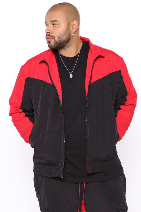 Rhodes Nylon Track Jacket - Red/Black | Fashion Nova, Mens Jackets