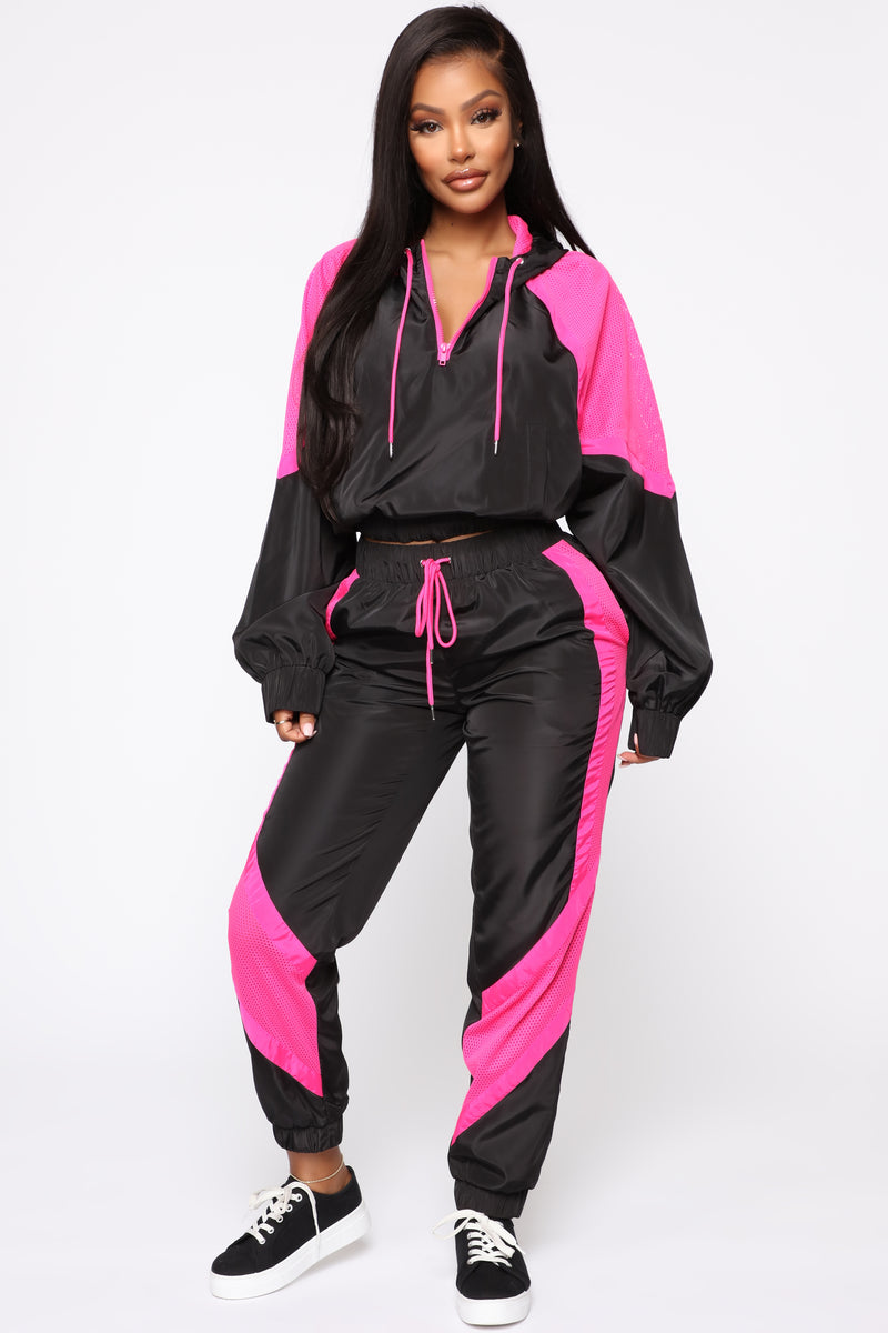 Sit Back And Watch Windbreaker Jacket - Black / Neon Pink | Fashion ...
