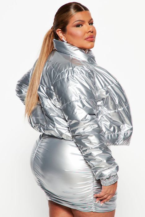 Keep Up With Me Puffer Jacket - Silver