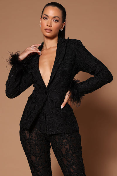 Buy Sosandar Black Luxe Lace Embellished Feather Trim Top from Next  Luxembourg