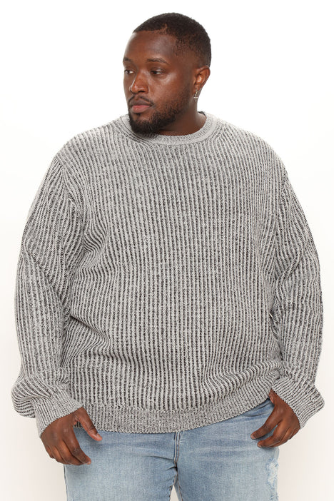 Heavy Ribbed Pullover Sweater - Grey