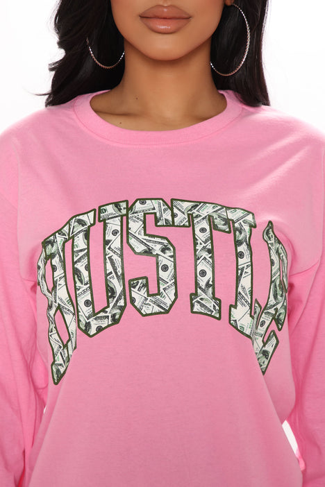 Women's 1X Pink Long Sleeve Fashion Nova T-shirt