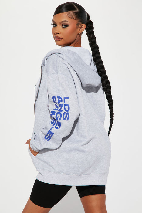 LA Rams Oversized Zip Up Hoodie - Heather Grey