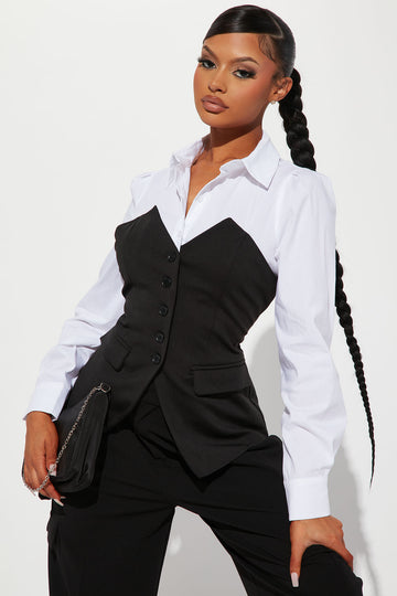 Doing The Most Blazer Bodysuit - Black, Fashion Nova, Shirts & Blouses