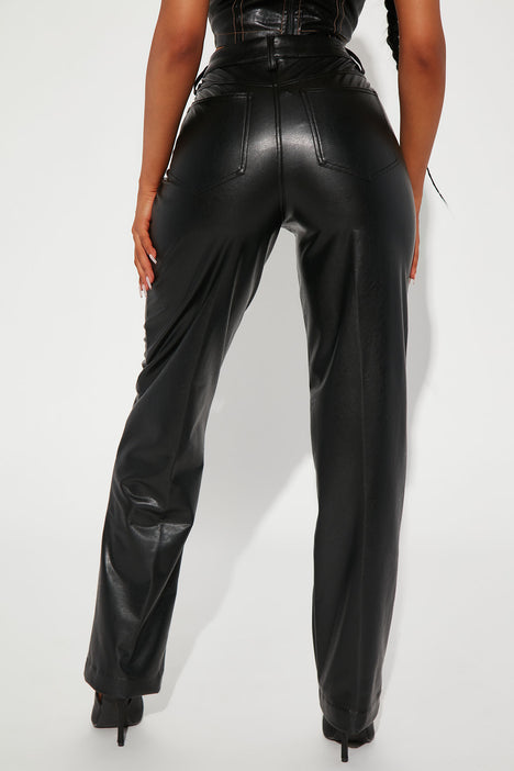 Right Places Faux Leather Flare Pant - Black, Fashion Nova, Pants