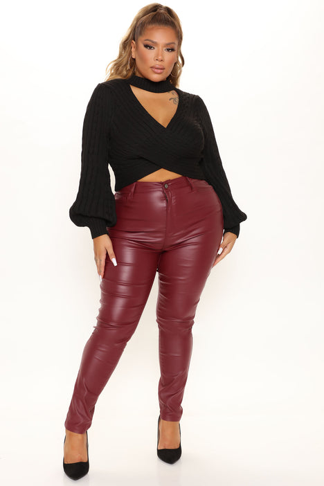 Burgundy leather pants (style #17), Casual Leather Pants – Lusso