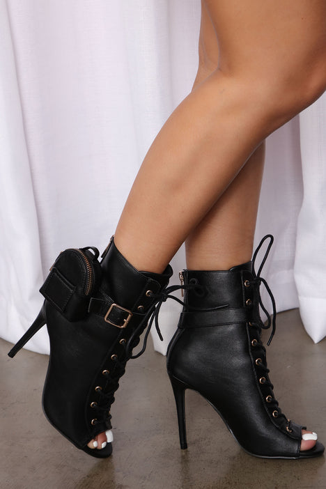 Black peep toe ankle boots