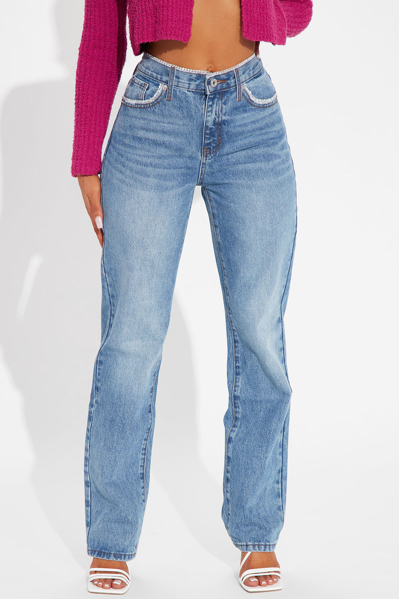 Drippin' Embellished Straight Leg Jeans - Medium Wash | Fashion Nova ...