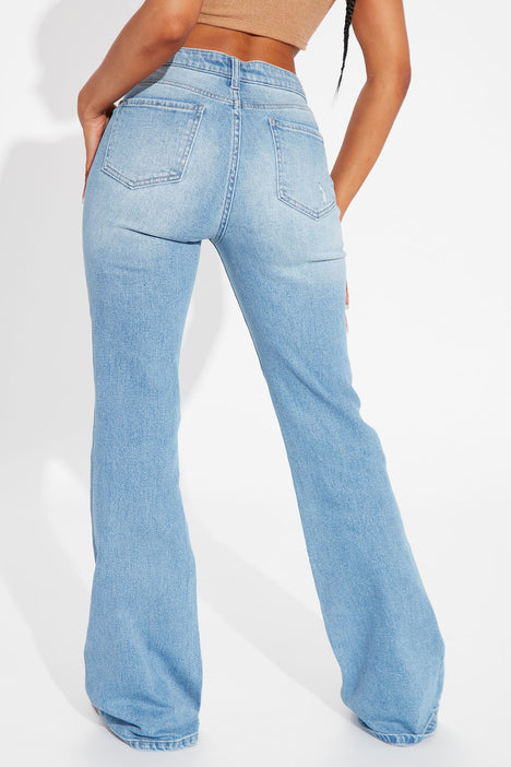 Missed Your Chance Stretch Flare Jeans - Light Wash, Fashion Nova, Jeans