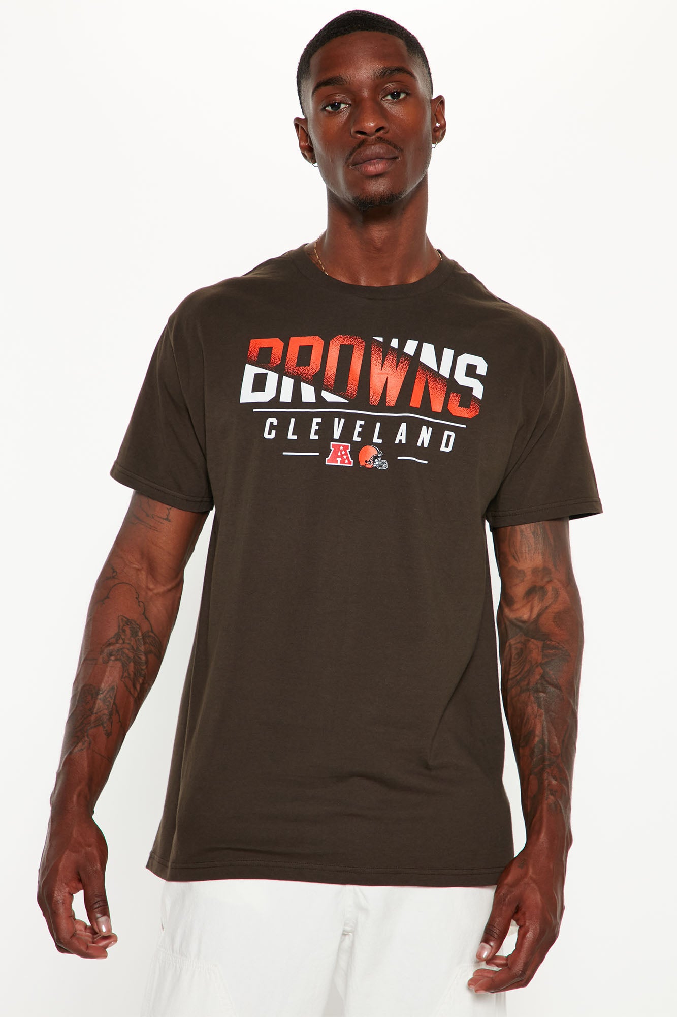 Cleveland Browns Down The Middle Short Sleeve Tee - Brown, Fashion Nova,  Mens Graphic Tees