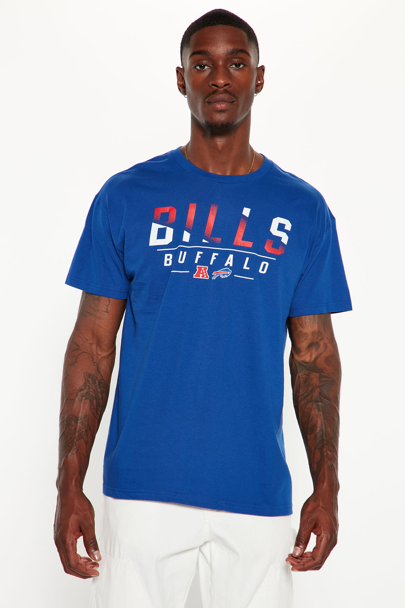 Buffalo Bills Down The Middle Short Sleeve Tee - Blue