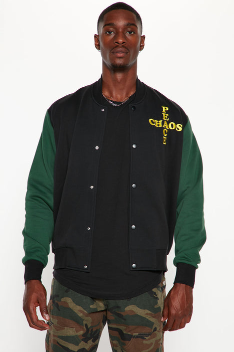 Boxy Camo B Varsity Jacket