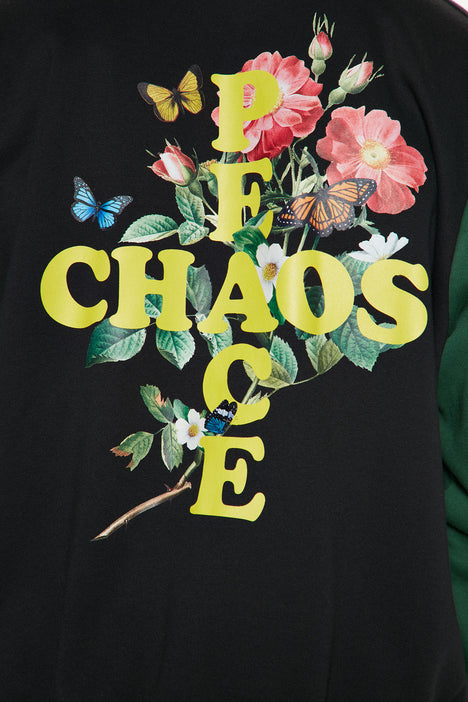 Peace And Chaos Fleece Varsity Jacket - Black/Green, Fashion Nova, Mens  Jackets