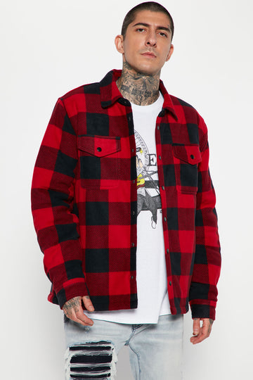 Padded Check Flannel Shirt Black/Red - Norvine