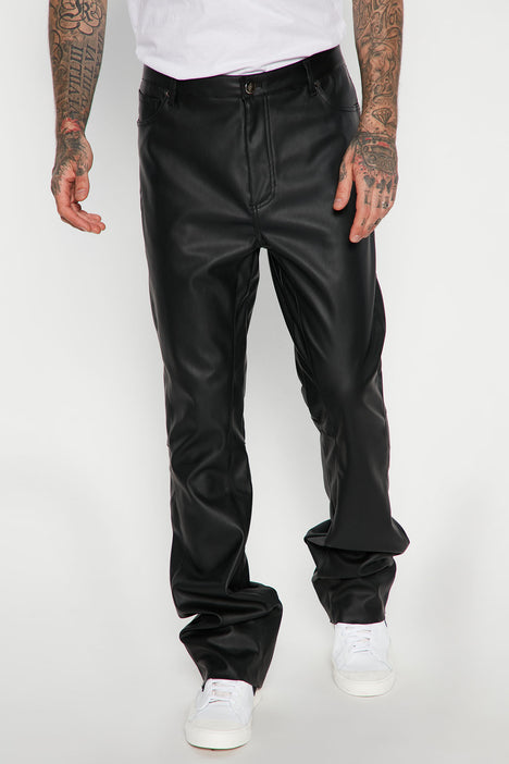New Look ribbed split front flare pants in black | ASOS