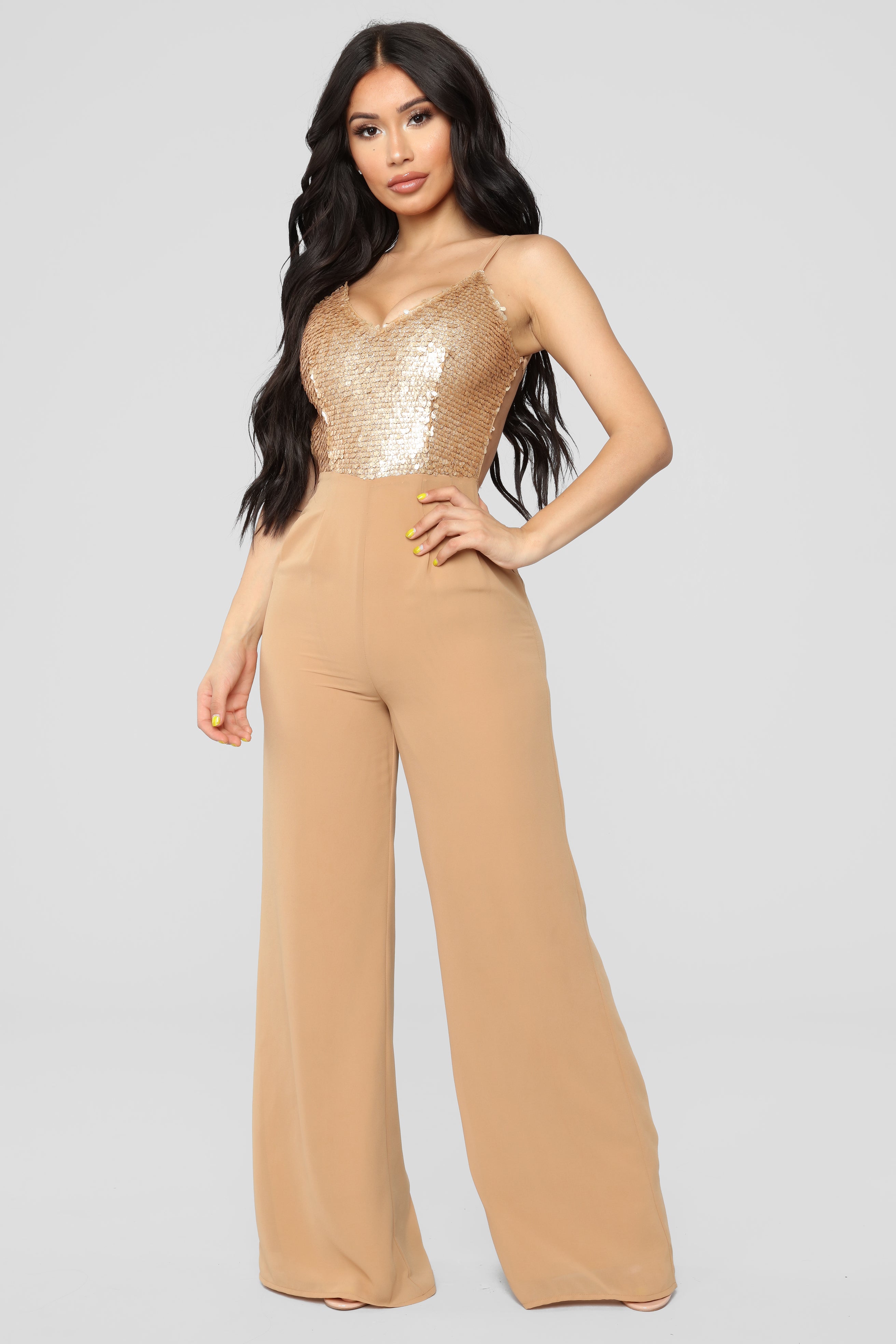 Womens Back In The Groove Jumpsuit in Gold Size 3X by Fashion Nova