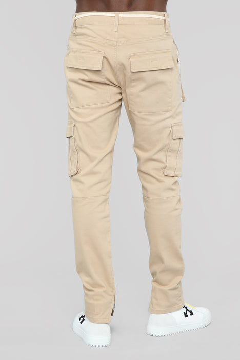 Hunter Cargo Pants - Khaki, Fashion Nova, Mens Pants