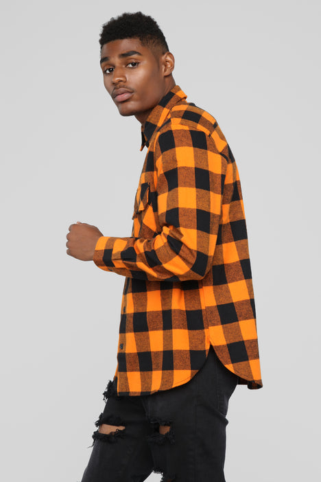 Kane's Long Sleeve Flannel Top- Orange/combo