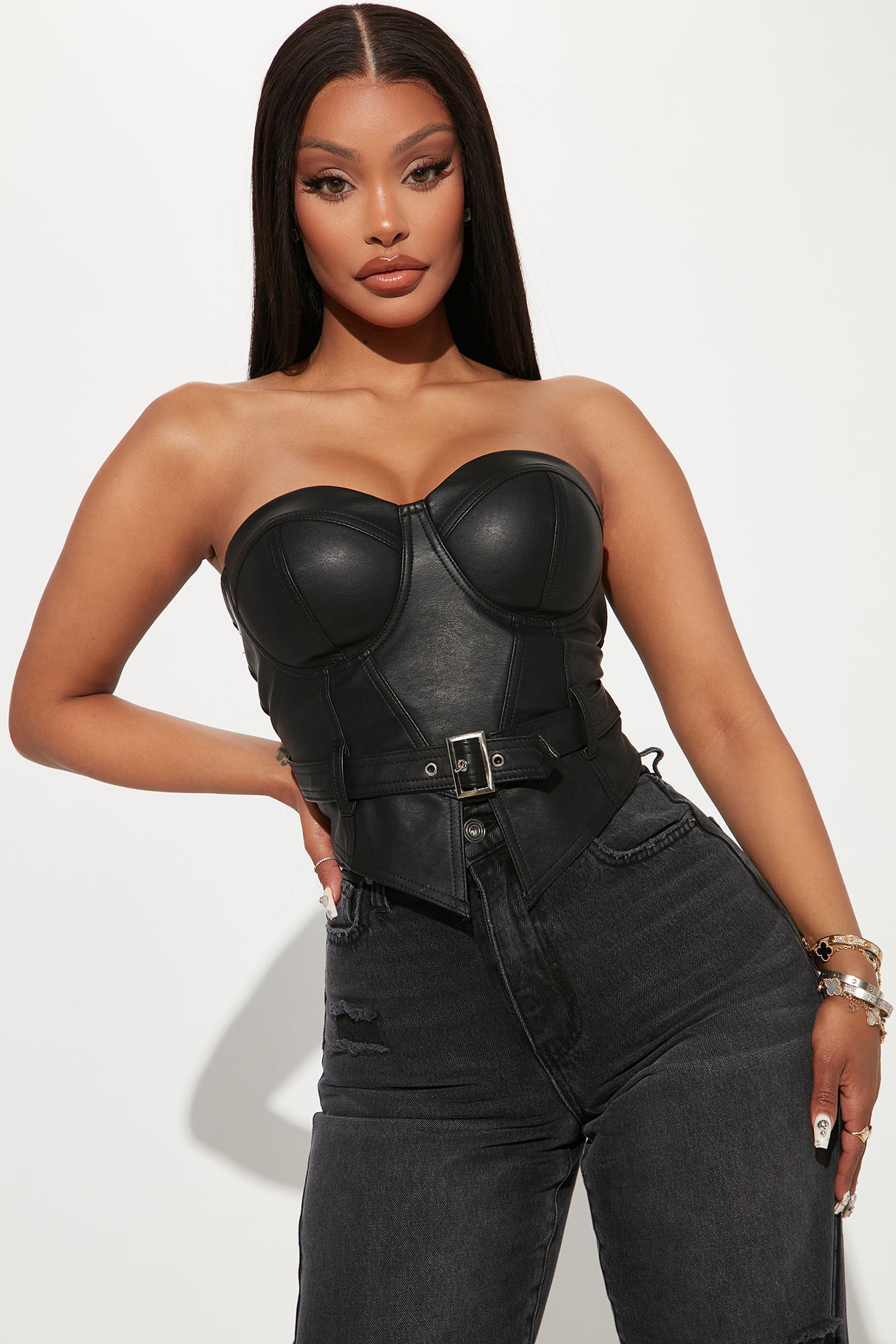 Faux Leather Bustier Top
