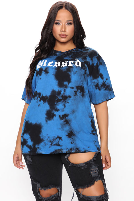 Blessed Tie Dye Tunic Top - Royal/combo