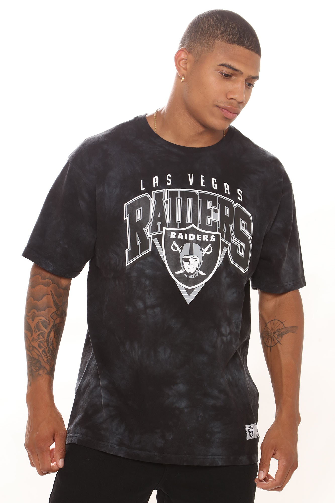 Raiders Tie Dye Short Sleeve Tee - Black, Fashion Nova, Mens Graphic Tees