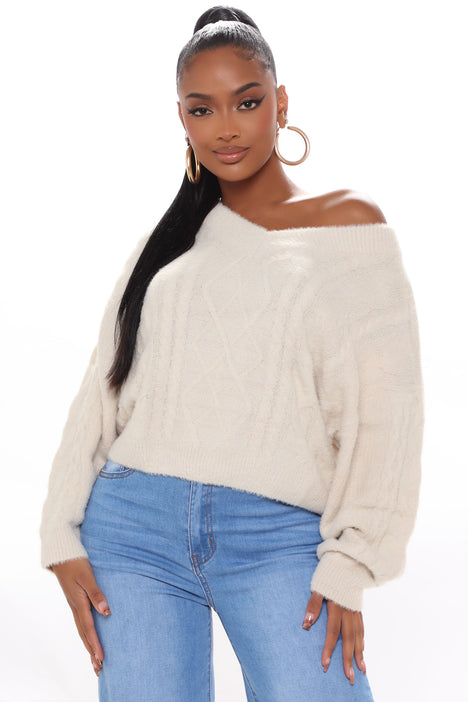 Keeping It Relaxed Cable Knit Sweater - Ivory | Fashion Nova