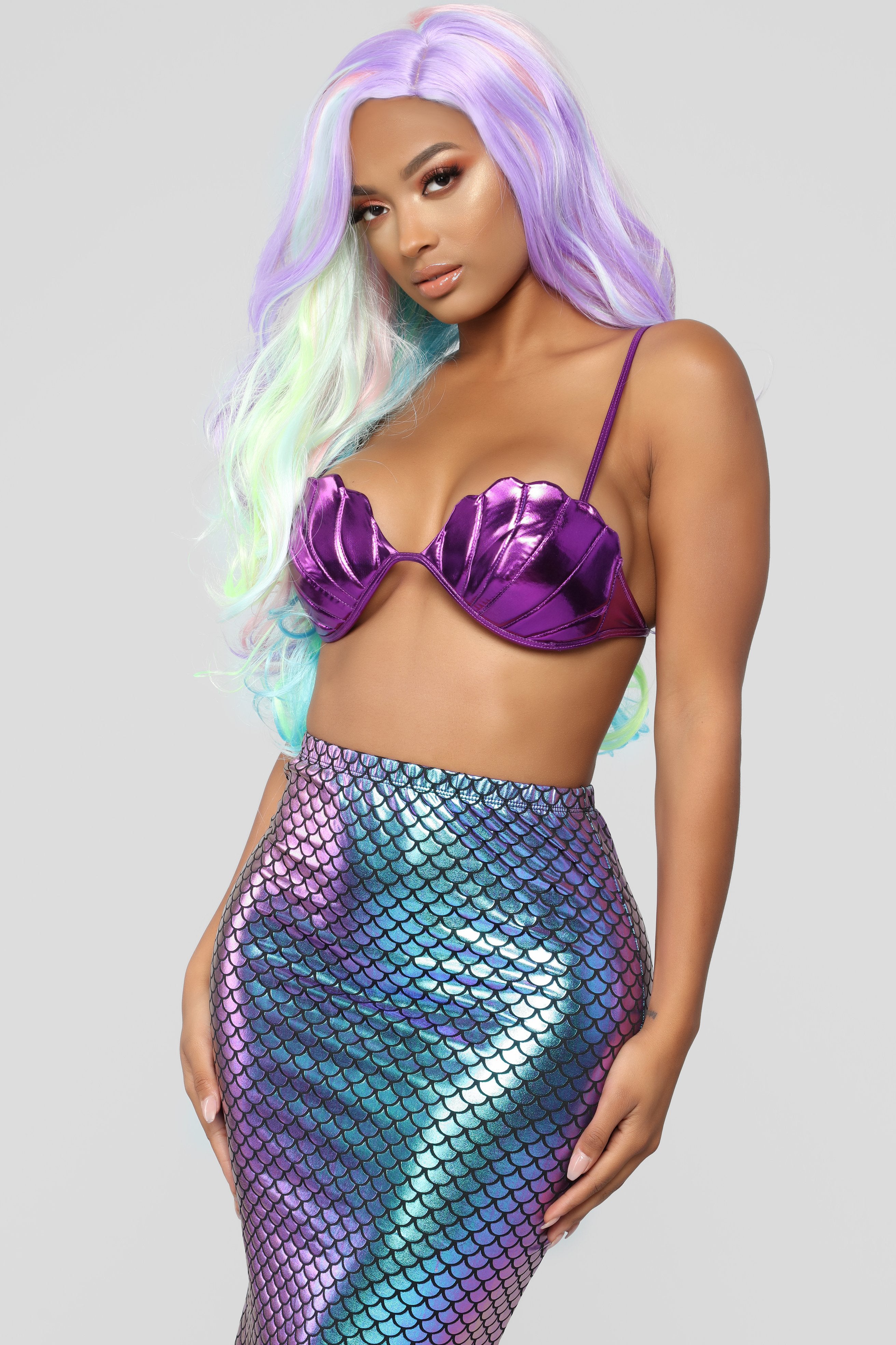Purple Violet Mermaid Shell Bra - Mermaid Sea Shell Bra Costume Tops -  Purple Violet Mermaid Shell Bra - Magnet