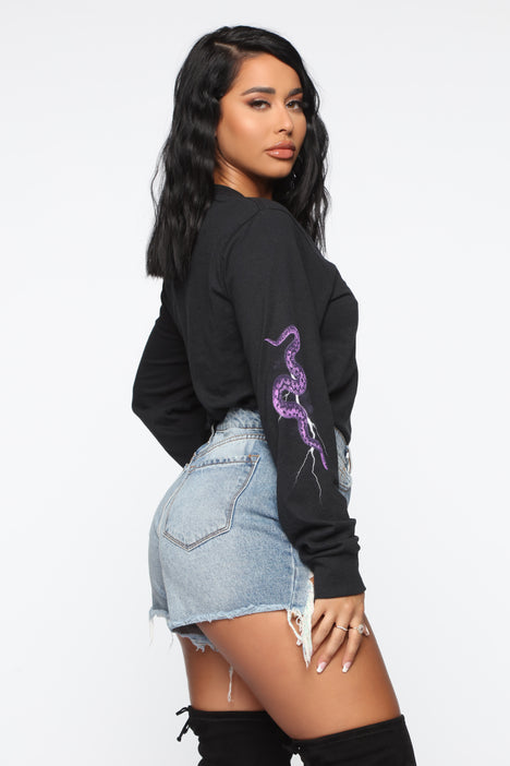Aaliyah Short Sleeve Tunic Top - Black