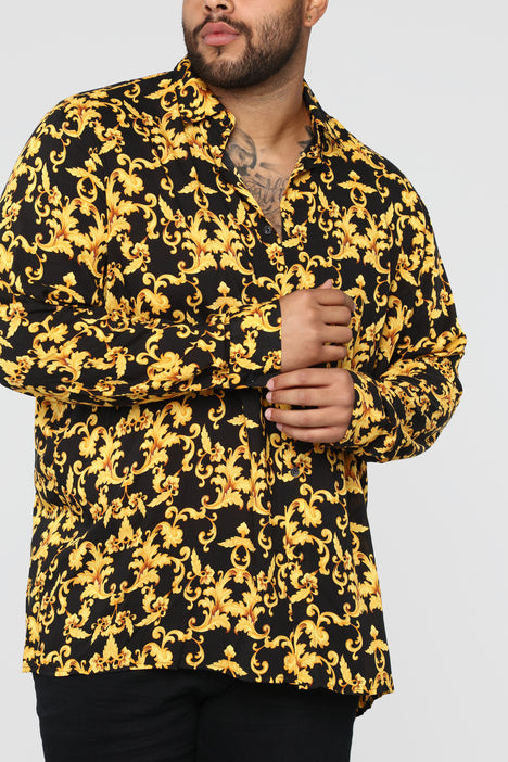 Men's Enlarged Floral Button Up Shirt Combo in Yellow Size Medium by Fashion Nova