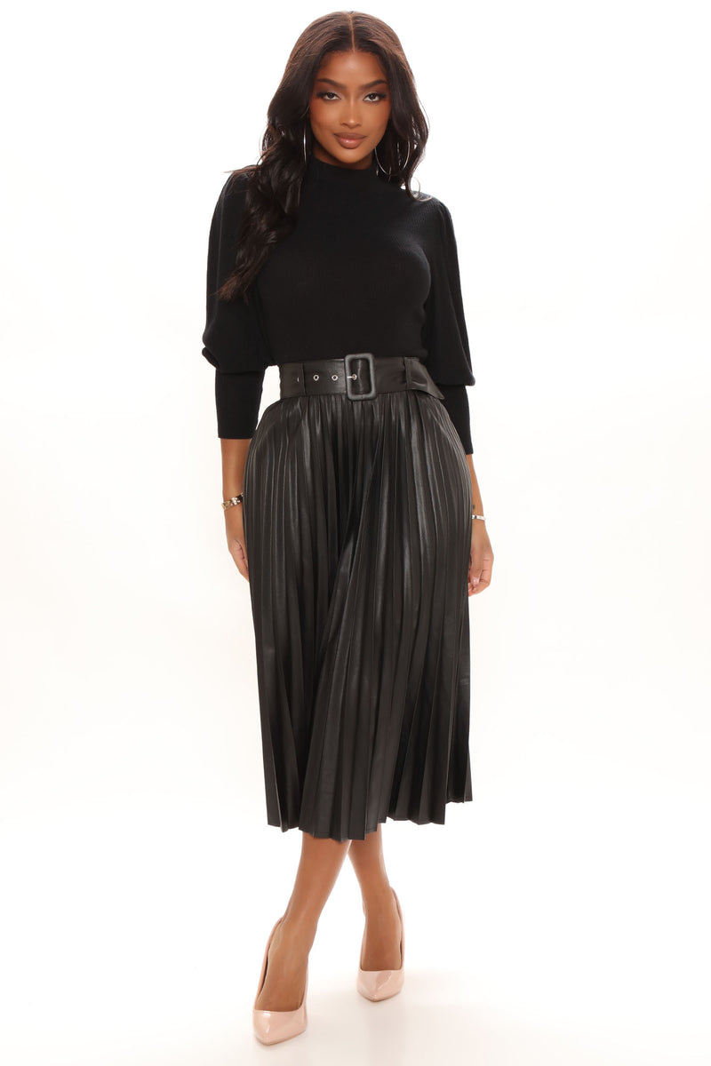 Just Like That Pleated Midi Skirt - Black | Fashion Nova, Skirts ...