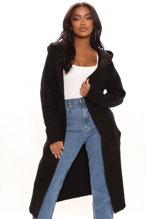 Hooded Open Duster Cardigan With Pockets – chaser