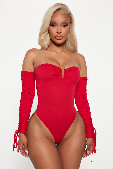 Fashion Nova, Tops, Red Vinyl Bodysuit