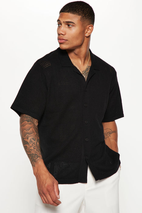 Lethal Python Relaxed Cropped Button Up Shirt - Black, Fashion Nova, Mens  Shirts
