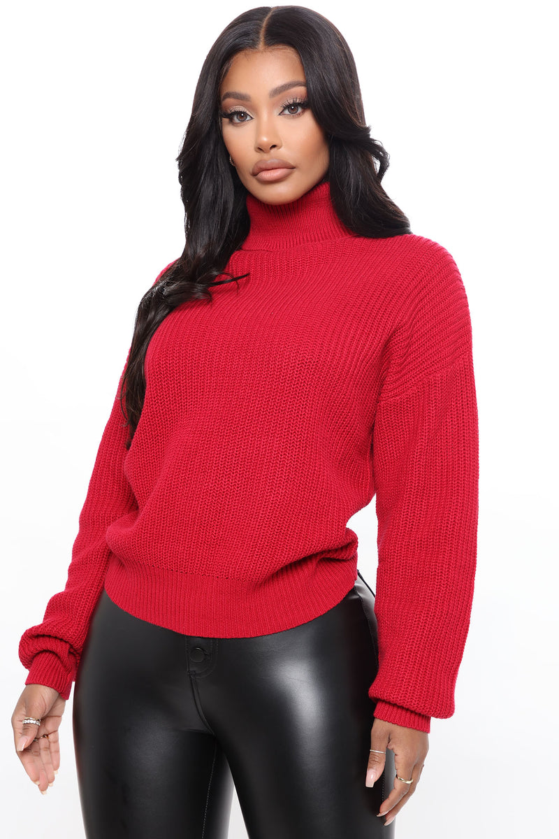 Roll With The Flow Turtleneck Sweater - Red | Fashion Nova, Sweaters ...