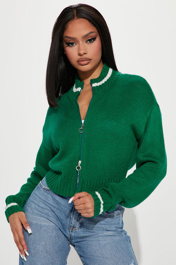 Cozy Rib Knit Collar Sweater - Hunter