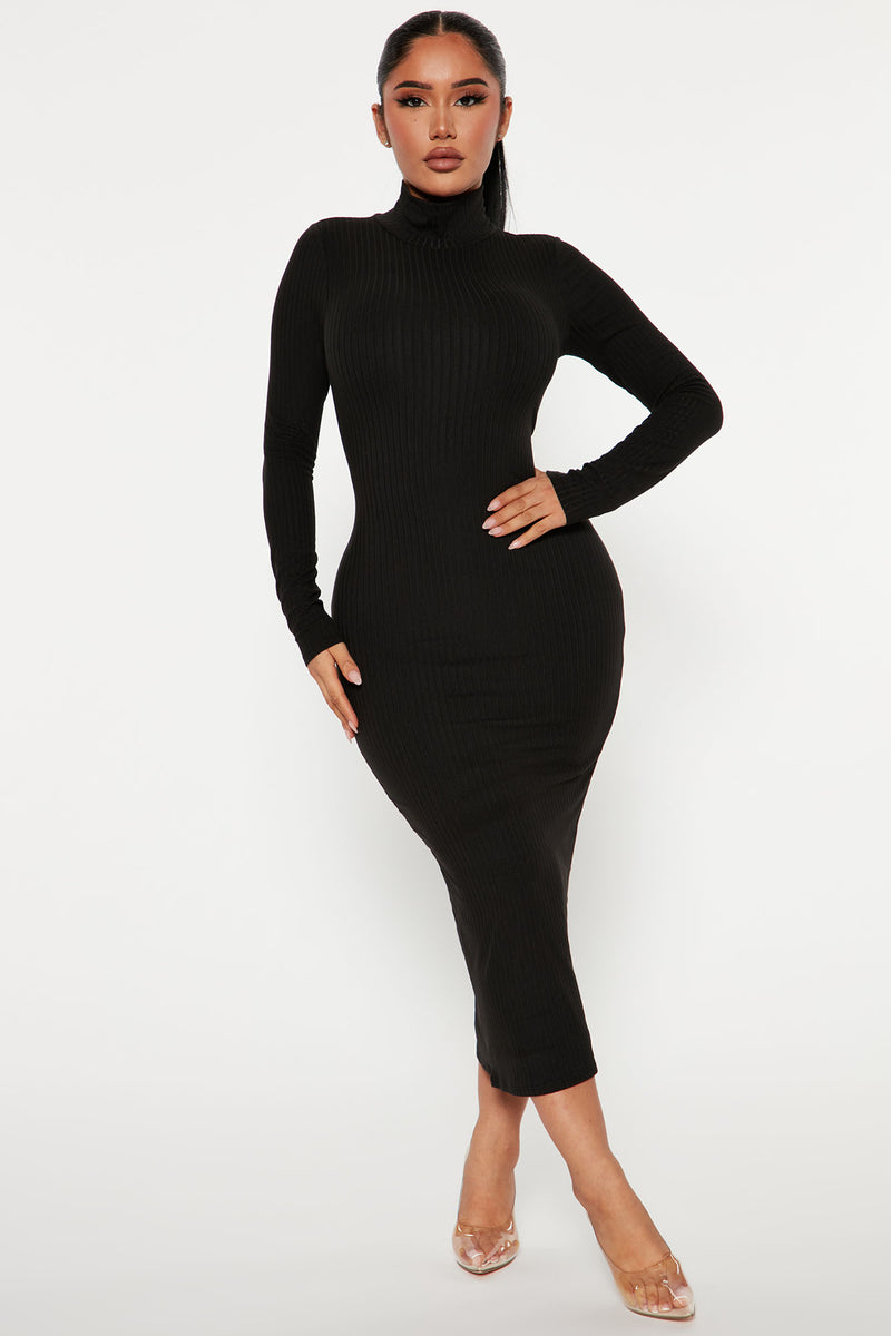 Amika Ribbed Midi Dress - Black | Fashion Nova, Dresses | Fashion Nova