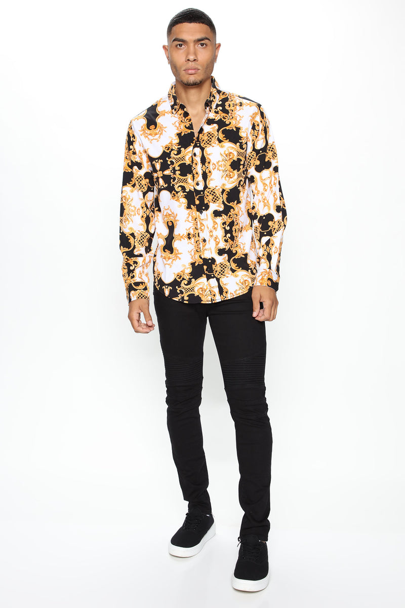 Dustin Long Sleeve Woven Top - White/combo | Fashion Nova, Mens Shirts ...