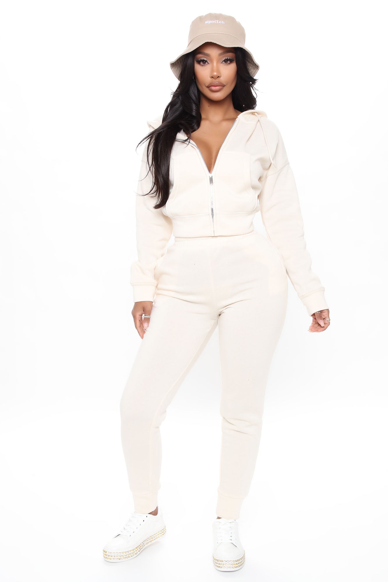 I Got This Zip Up Jacket And Jogger Set - Off White | Fashion Nova